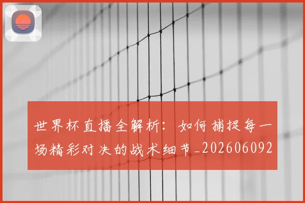 世界杯直播全解析:如何捕捉每一场精彩对决的战术细节_20260609201320
